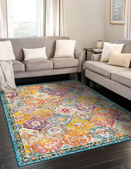 Multicolor 7' 10 x 11' Penrose Rectangle Area Rug Classic Durable Stain Resistant Easy Clean Carpet for Traditional Indoor Home Decor for Sale at Rug Engine