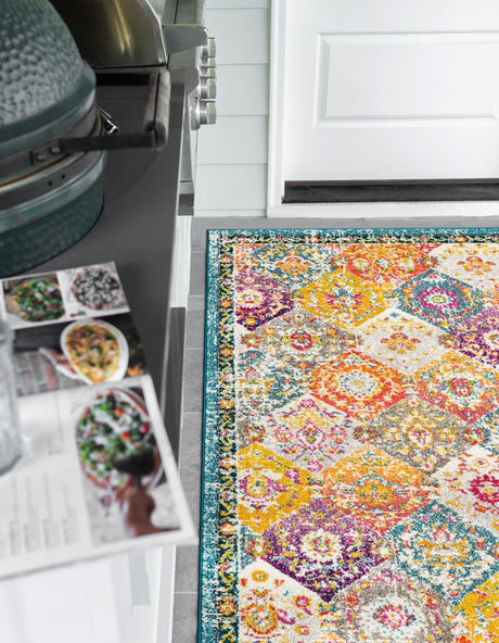 Multicolor 6' 1 x 9' Penrose Rectangle Area Rug Classic Durable Stain Resistant Easy Clean Carpet for Traditional Indoor Home Decor for Sale at Rug Engine