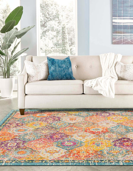Multicolor 6' 1 x 6' 1 Penrose Square Area Rug Classic Durable Stain Resistant Easy Clean Carpet for Traditional Indoor Home Decor for Sale at Rug Engine