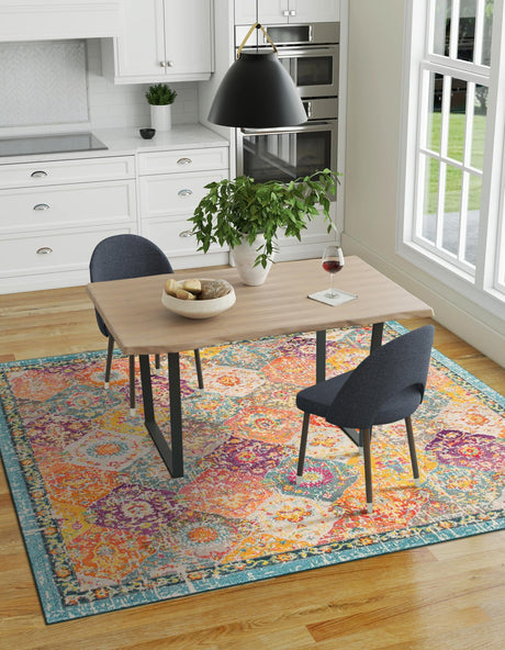 Multicolor 7' 10 x 7' 10 Penrose Square Area Rug Classic Durable Stain Resistant Easy Clean Carpet for Traditional Indoor Home Decor for Sale at Rug Engine