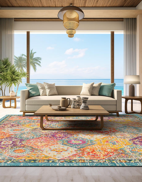 Multicolor 6' 1 x 6' 1 Penrose Square Area Rug Classic Durable Stain Resistant Easy Clean Carpet for Traditional Indoor Home Decor for Sale at Rug Engine