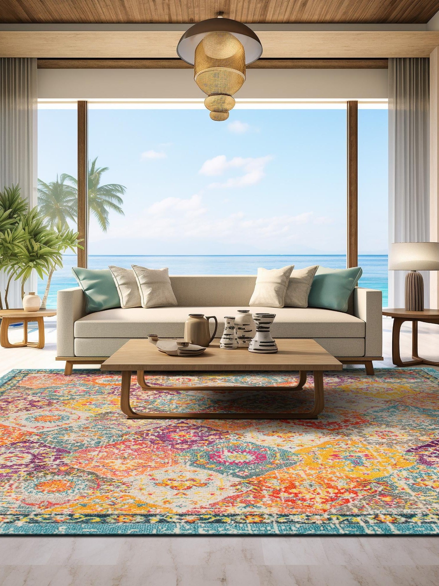 Multicolor 7' 1 x 7' 1 Penrose Square Area Rug