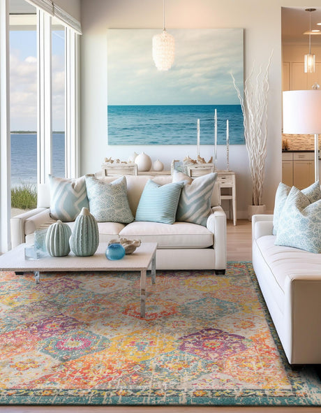 Multicolor 10' x 10' Penrose Square Area Rug Classic Durable Stain Resistant Easy Clean Carpet for Traditional Indoor Home Decor for Sale at Rug Engine