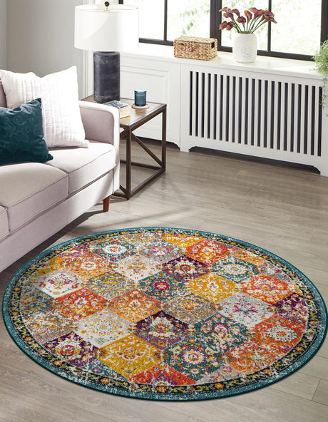 Multicolor 7' 1 x 7' 1 Penrose Round Area Rug