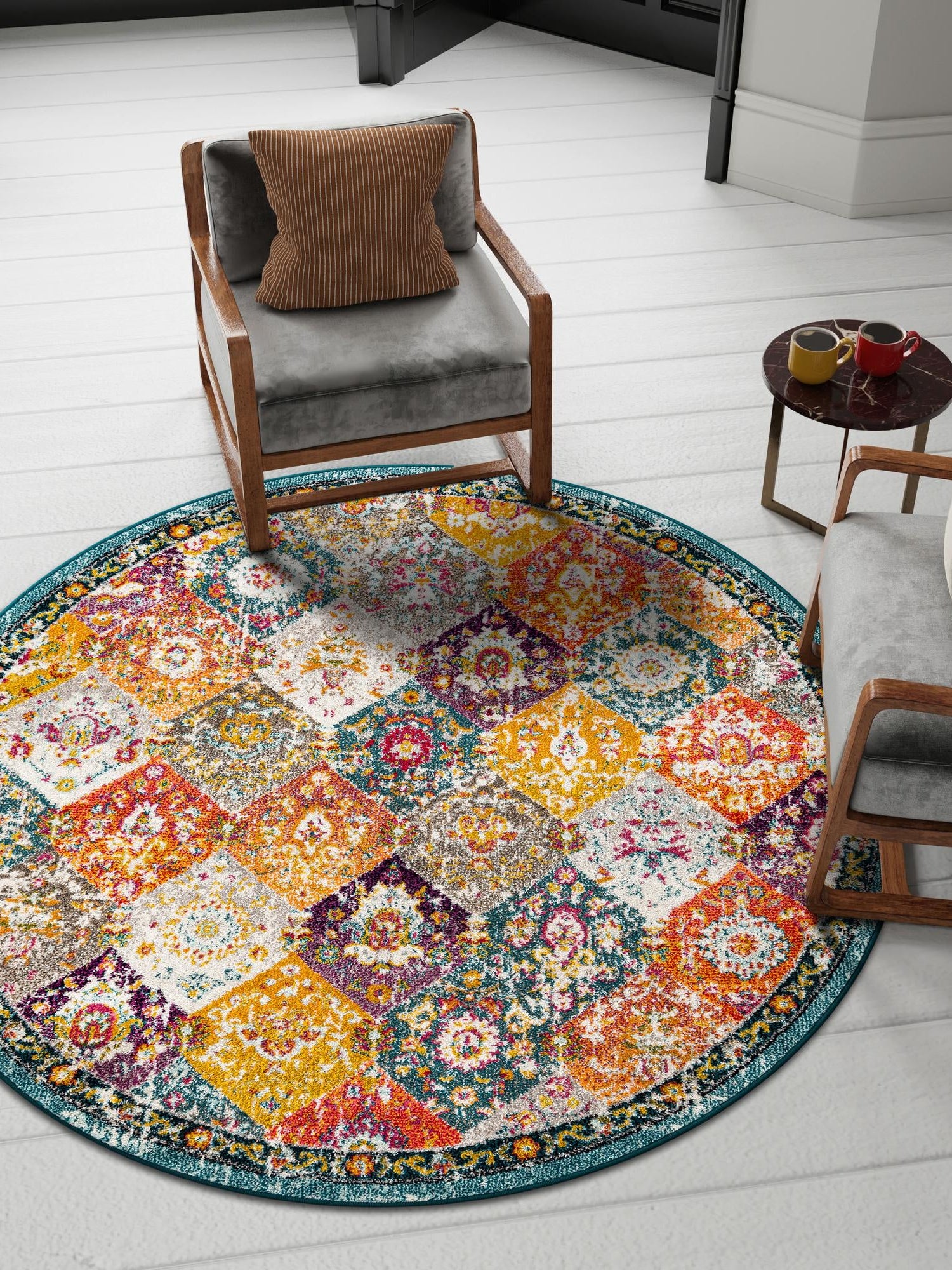 Multicolor 7' 1 x 7' 1 Penrose Round Area Rug
