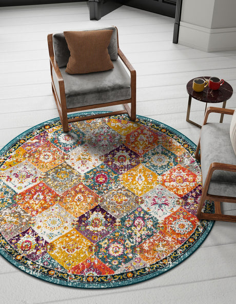 Multicolor 10' x 10' Penrose Round Area Rug Classic Durable Stain Resistant Easy Clean Carpet for Traditional Indoor Home Decor for Sale at Rug Engine