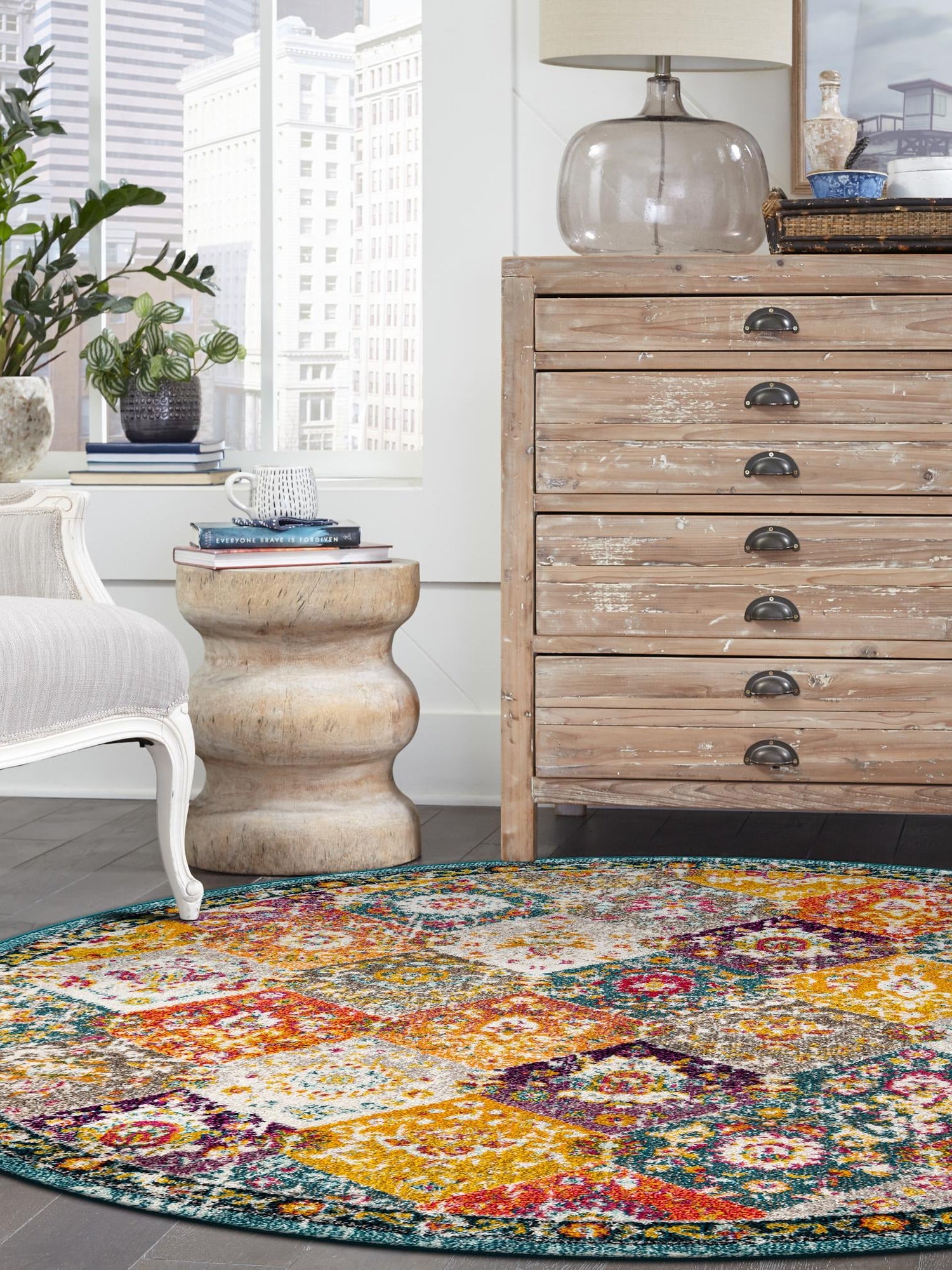 Multicolor 6' 1 x 6' 1 Penrose Round Area Rug