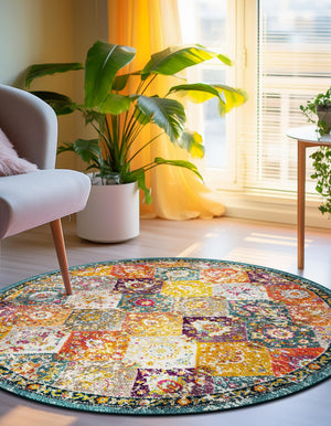Multicolor 12' x 12' Penrose Round Area Rug