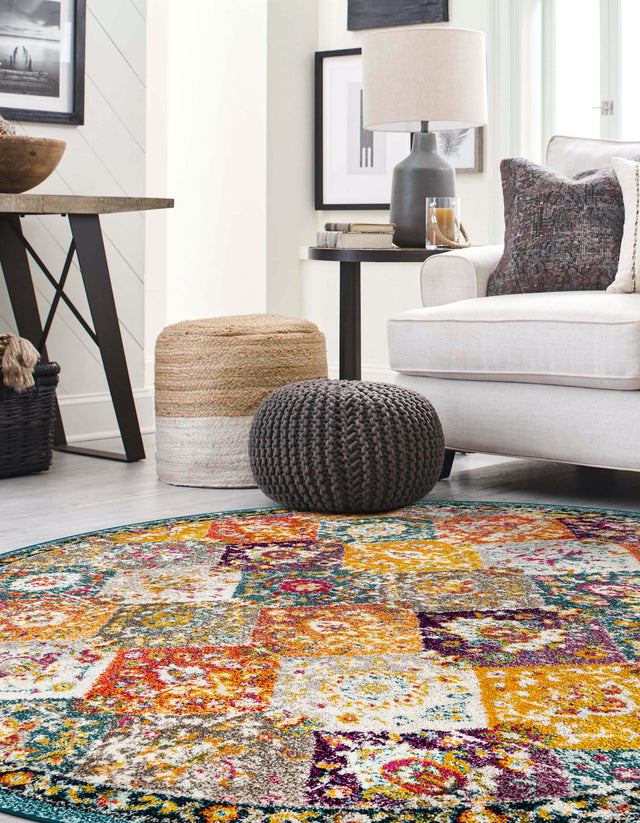 Multicolor 7' 10 x 7' 10 Penrose Round Area Rug
