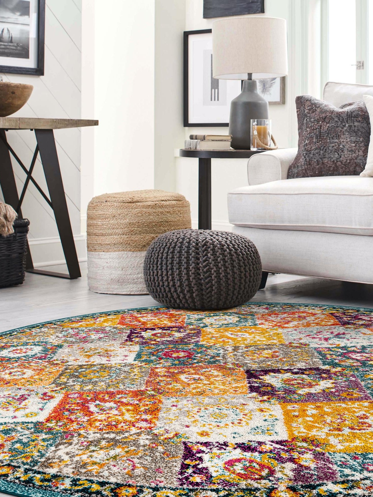 Multicolor 10' x 10' Penrose Round Area Rug