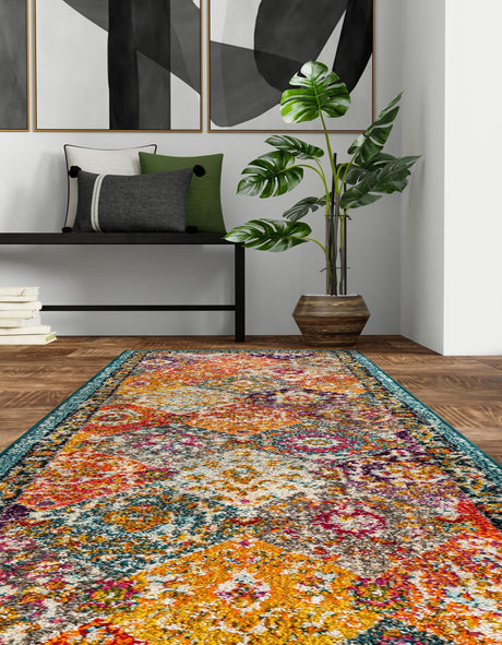 Multicolor 2' 7 x 13' 1 Penrose Runner Area Rug Classic Durable Stain Resistant Easy Clean Carpet for Traditional Indoor Home Decor for Sale at Rug Engine