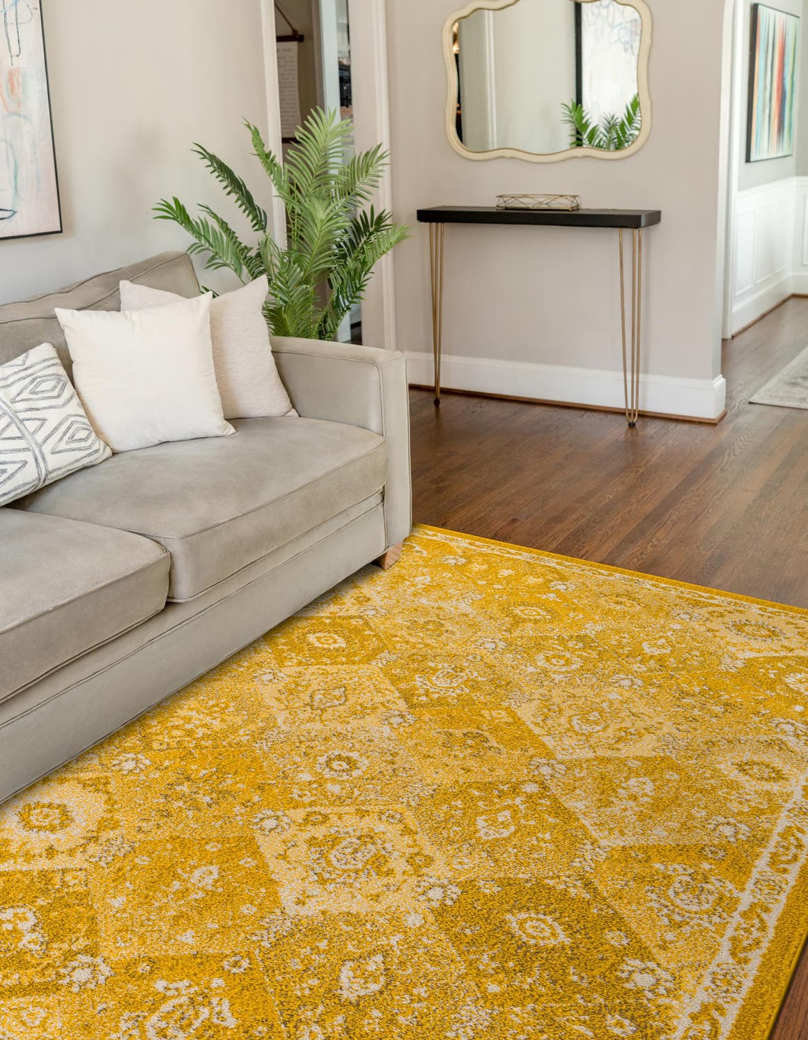 Yellow 9' x 12' Penrose Rectangle Area Rug