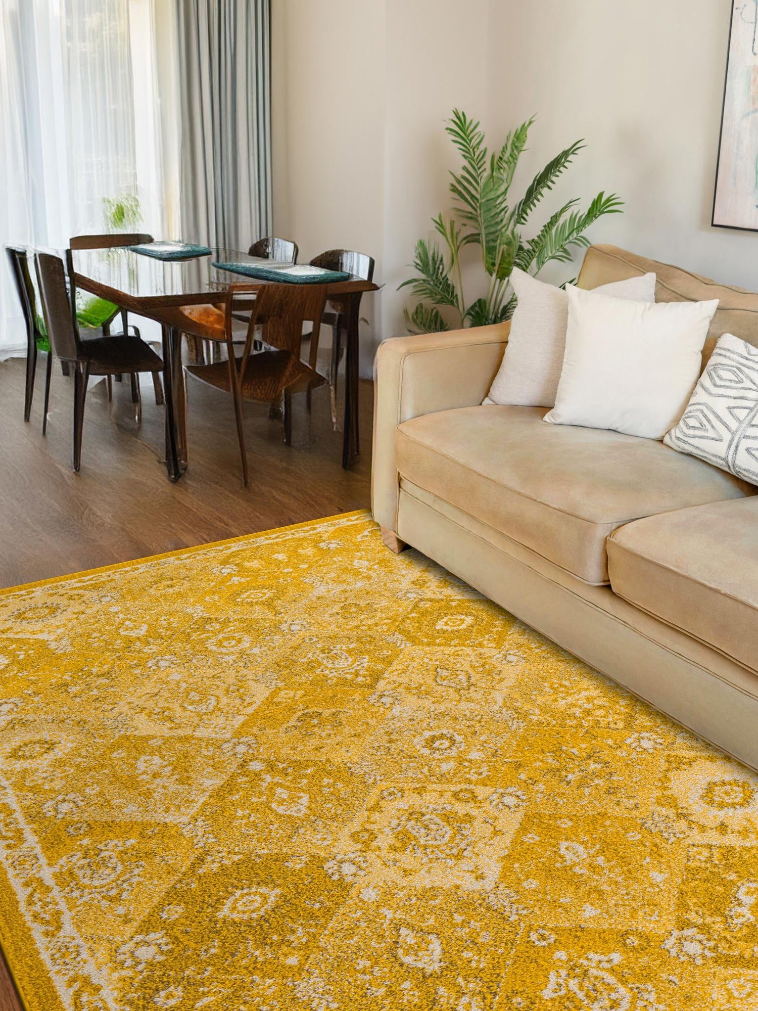 Yellow 7' 10 x 10' Penrose Rectangle Area Rug