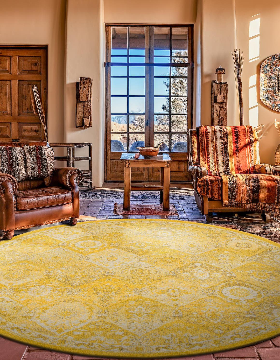 Yellow 3' 1 x 3' 1 Penrose Round Area Rug