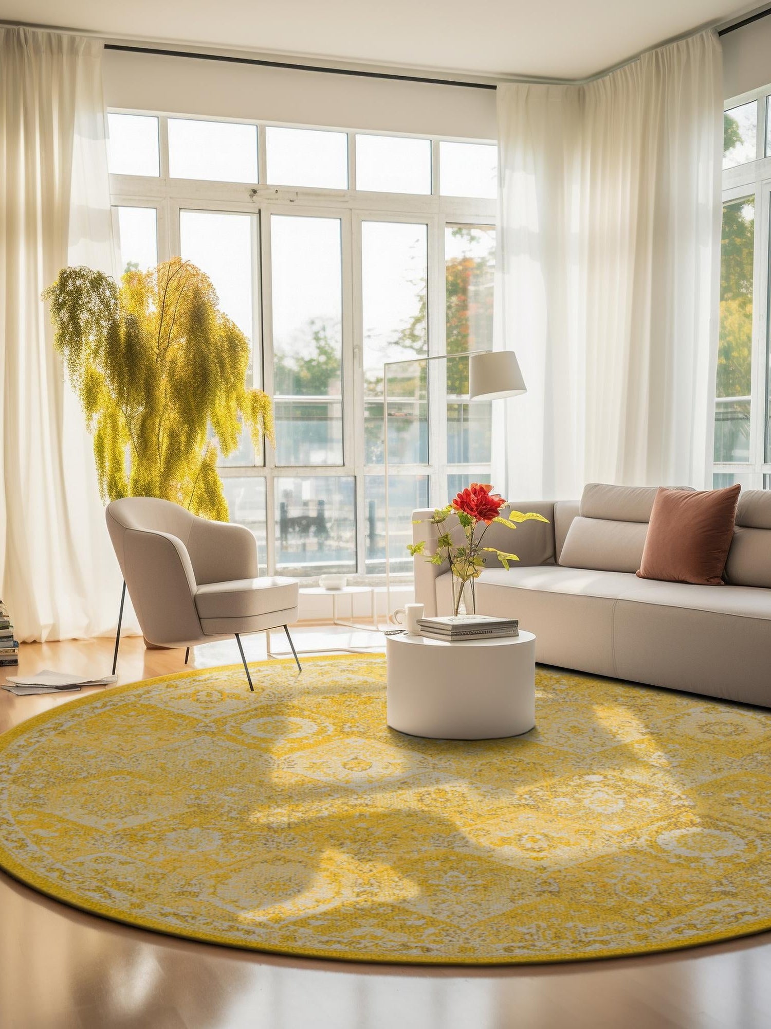 Yellow 6' 1 x 6' 1 Penrose Round Area Rug