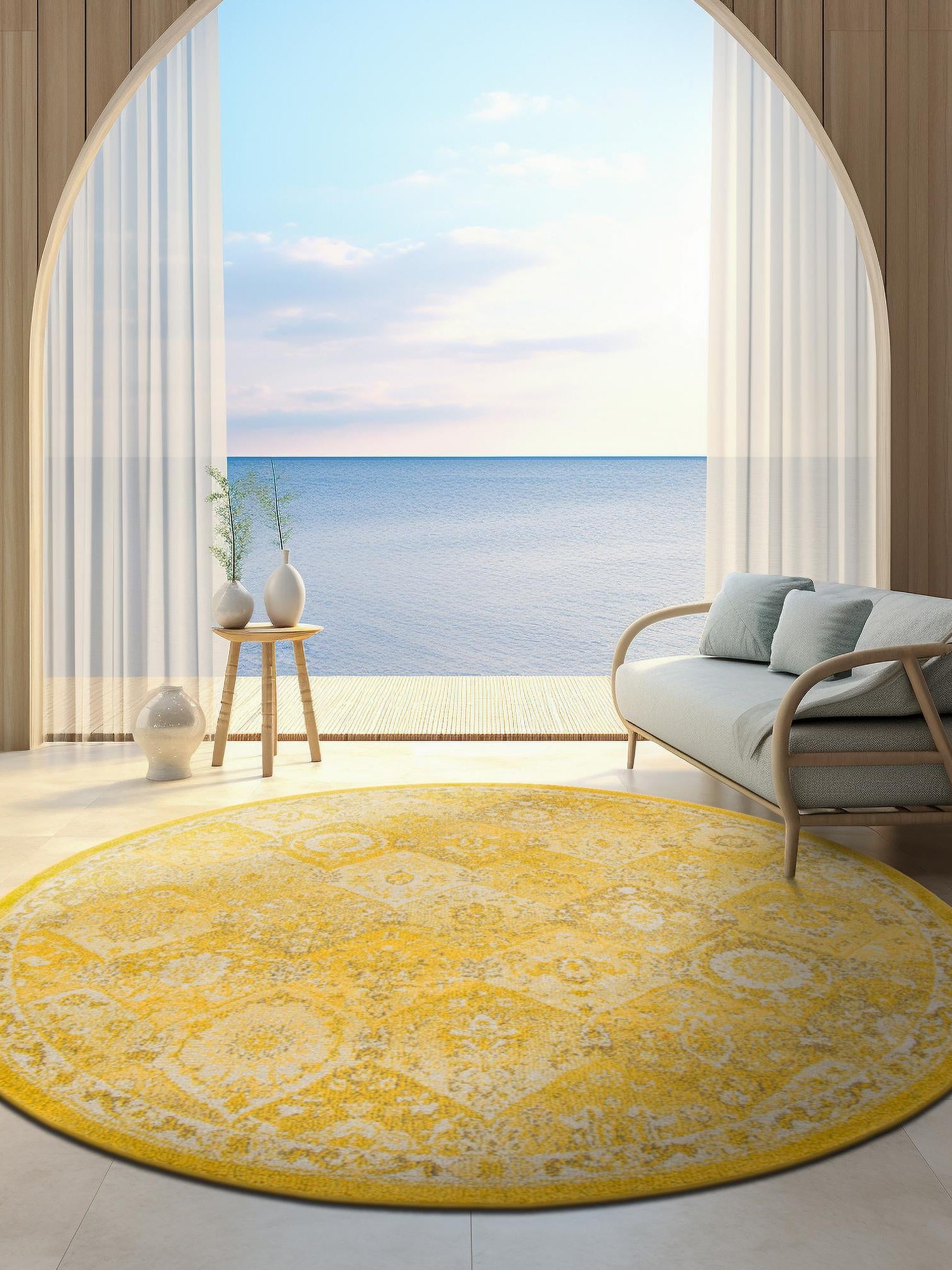 Yellow 6' 1 x 6' 1 Penrose Round Area Rug