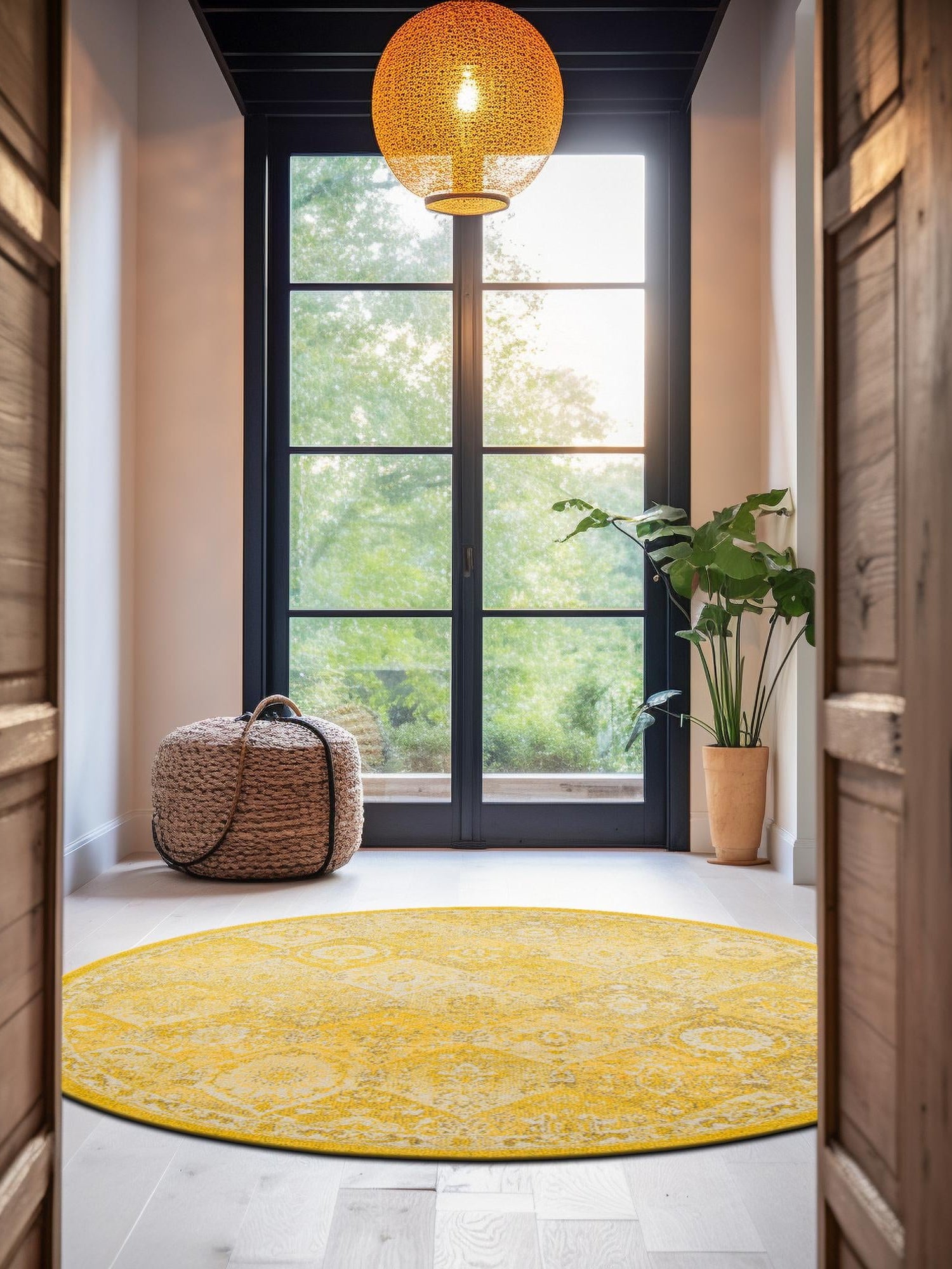 Yellow 6' 1 x 6' 1 Penrose Round Area Rug