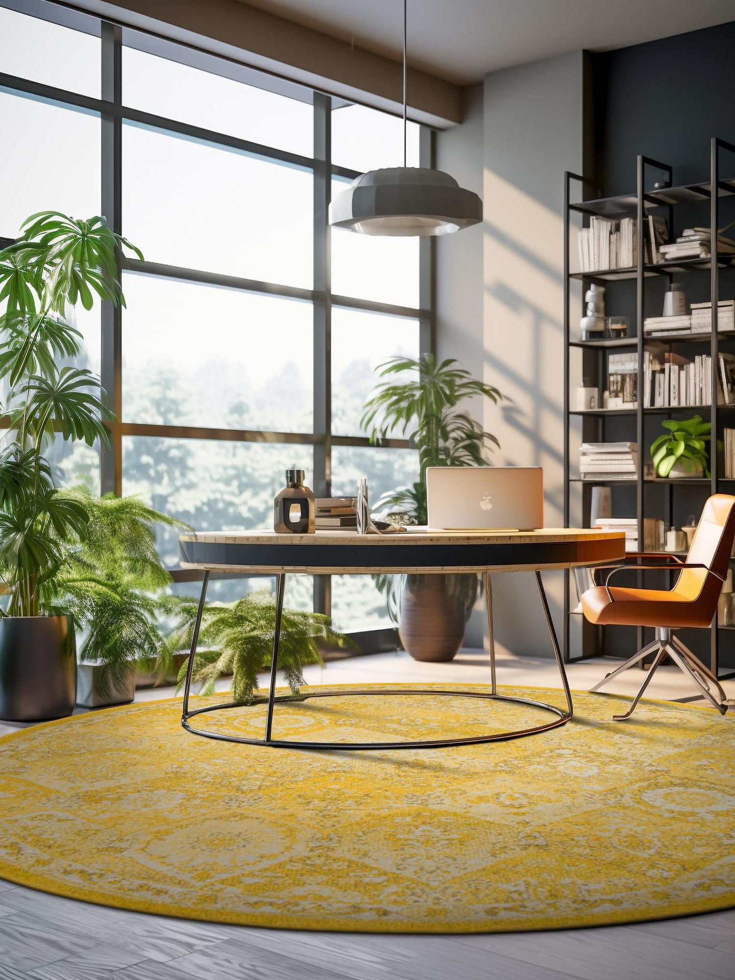 Yellow 6' 1 x 6' 1 Penrose Round Area Rug