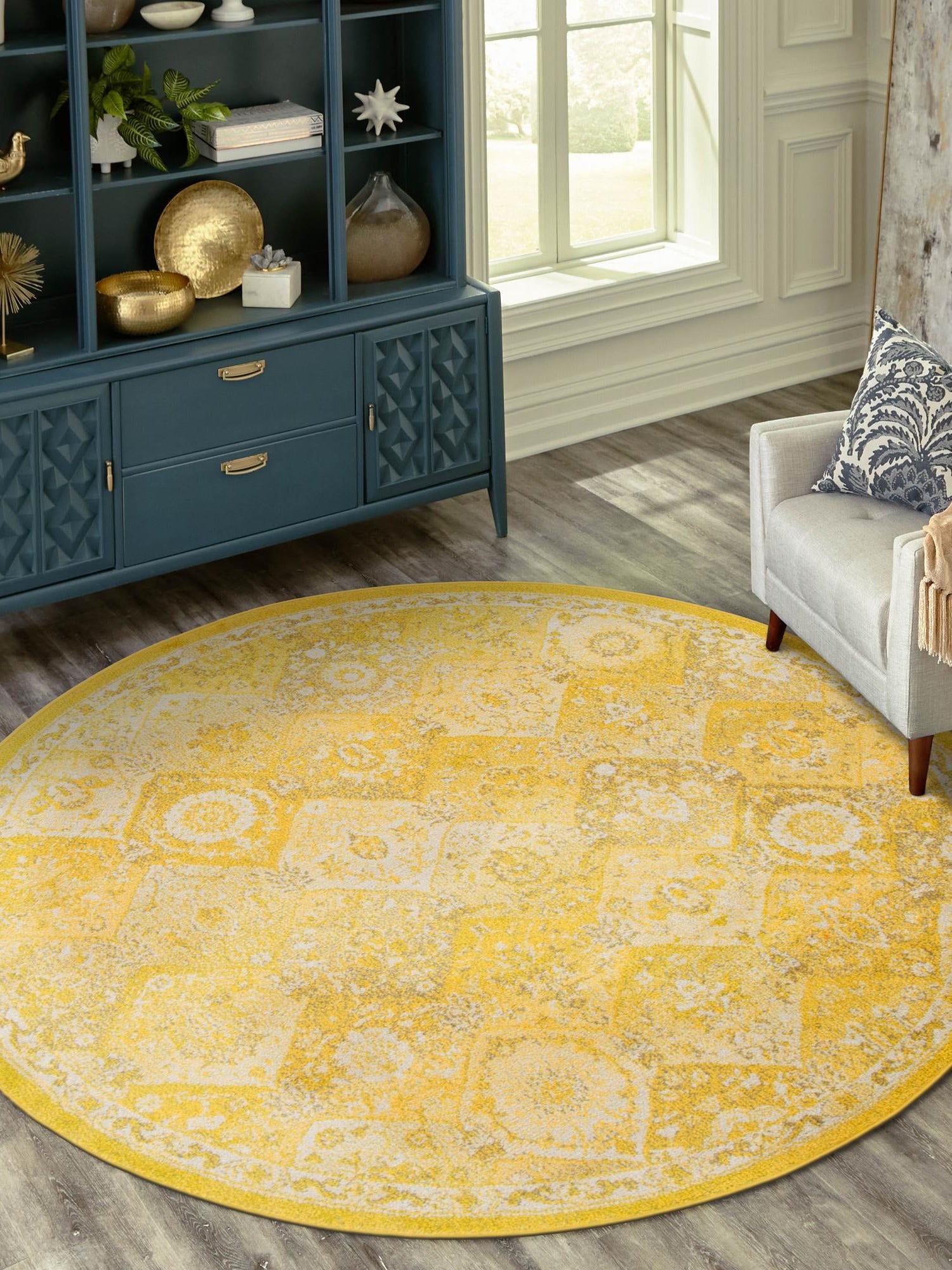 Yellow 6' 1 x 6' 1 Penrose Round Area Rug
