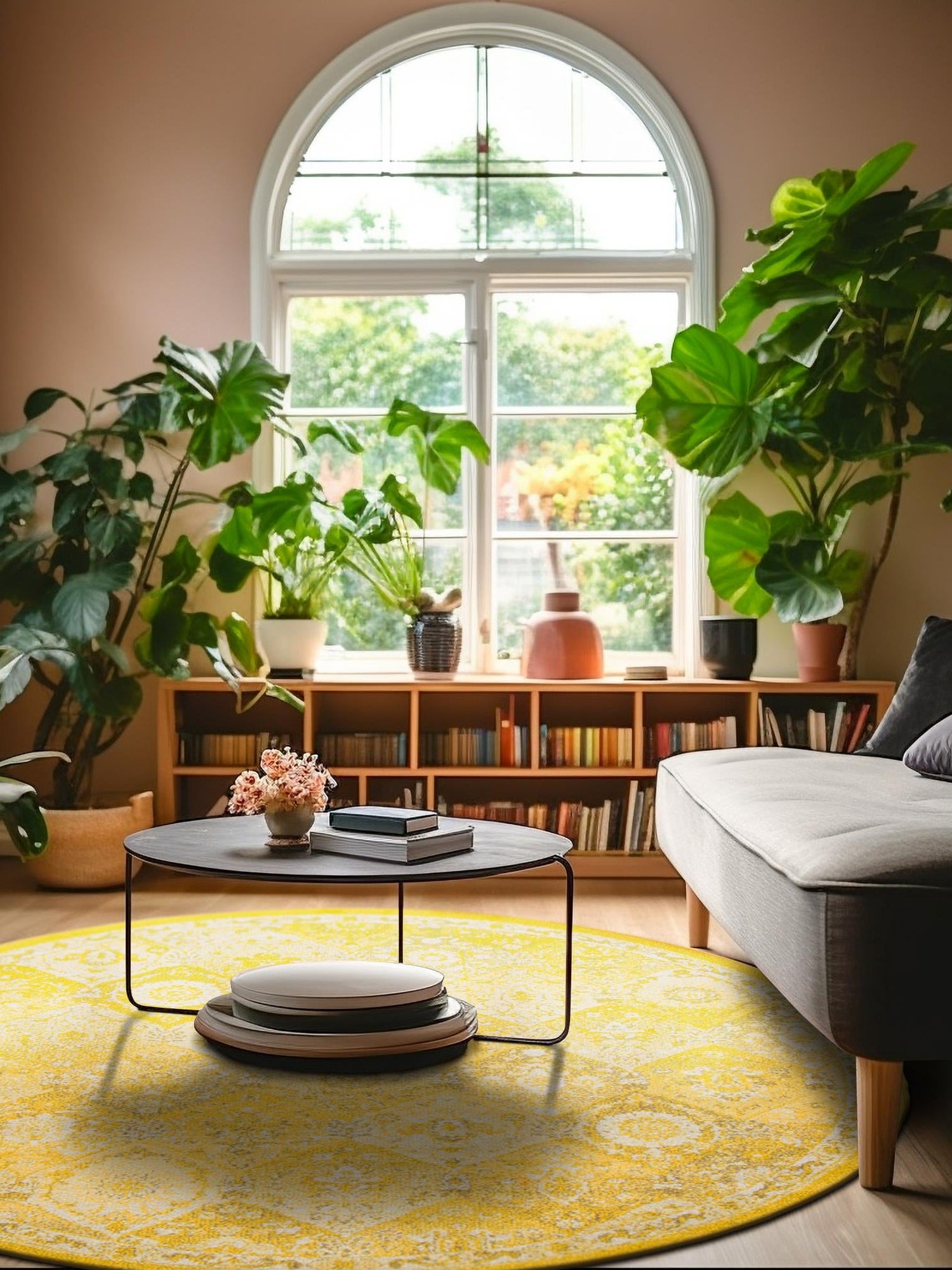 Yellow 6' 1 x 6' 1 Penrose Round Area Rug