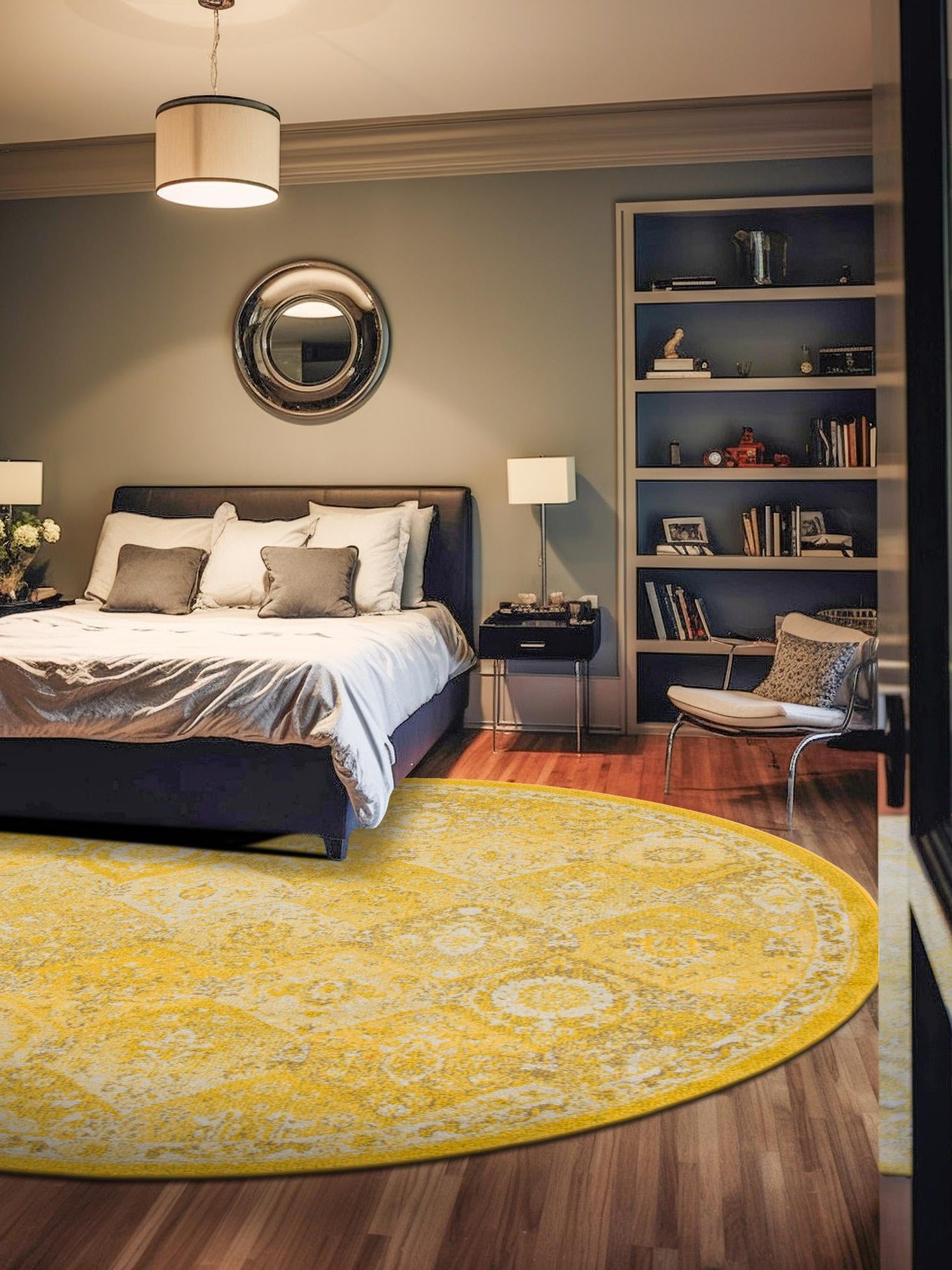 Yellow 6' 1 x 6' 1 Penrose Round Area Rug