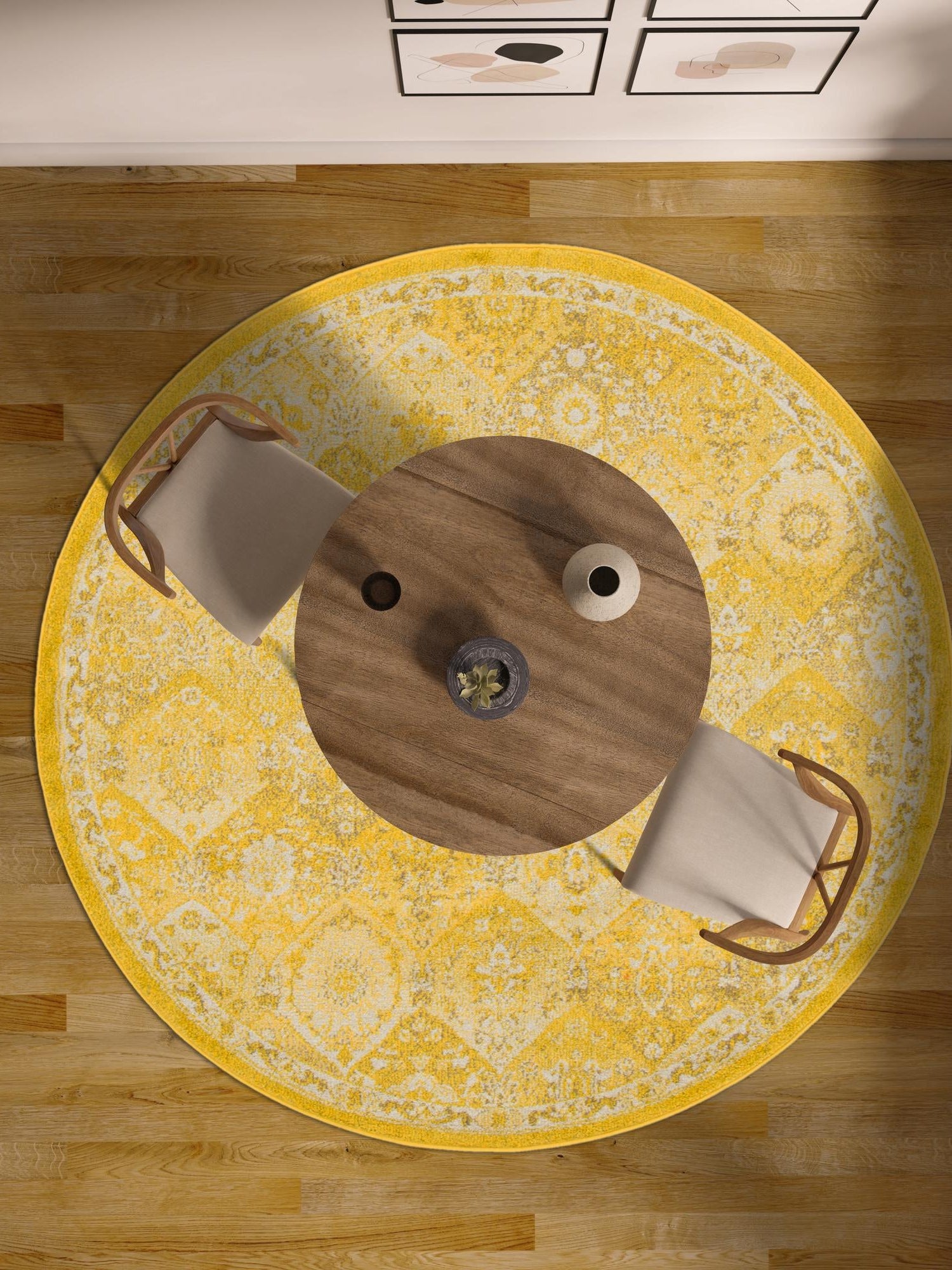 Yellow 6' 1 x 6' 1 Penrose Round Area Rug