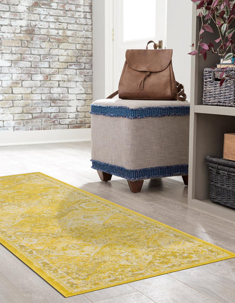 Yellow 2' x 6' 1 Penrose Runner Area Rug Classic Durable Stain Resistant Easy Clean Carpet for Traditional Indoor Home Decor for Sale at Rug Engine