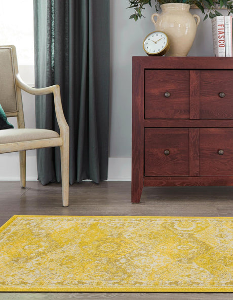 Yellow 2' x 6' 1 Penrose Runner Area Rug Classic Durable Stain Resistant Easy Clean Carpet for Traditional Indoor Home Decor for Sale at Rug Engine
