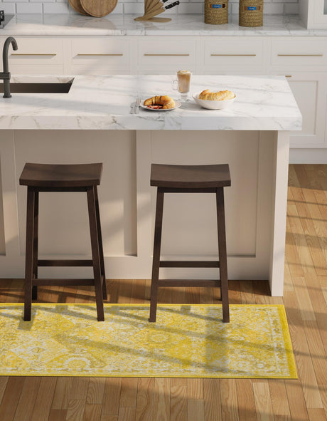 Yellow 2' x 6' 1 Penrose Runner Area Rug Classic Durable Stain Resistant Easy Clean Carpet for Traditional Indoor Home Decor for Sale at Rug Engine
