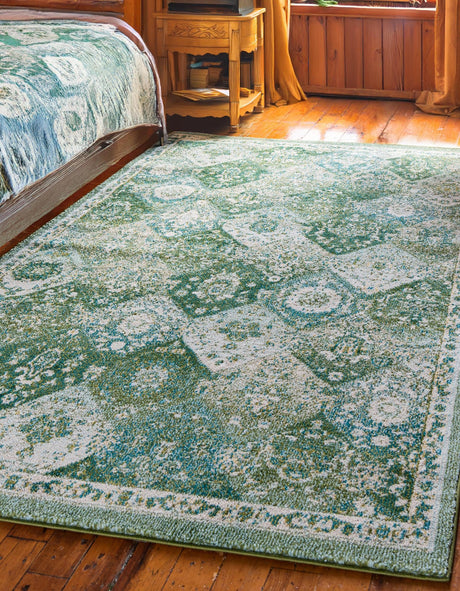 Green 5' 3 x 8' Penrose Rectangle Area Rug Classic Durable Stain Resistant Easy Clean Carpet for Traditional Indoor Home Decor for Sale at Rug Engine