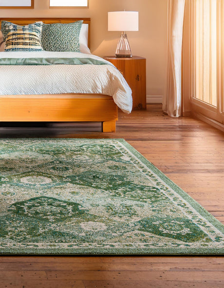 Green 12' x 12' Penrose Square Area Rug Classic Durable Stain Resistant Easy Clean Carpet for Traditional Indoor Home Decor for Sale at Rug Engine