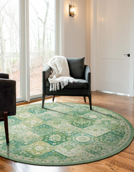 Green 12' x 12' Penrose Round Area Rug