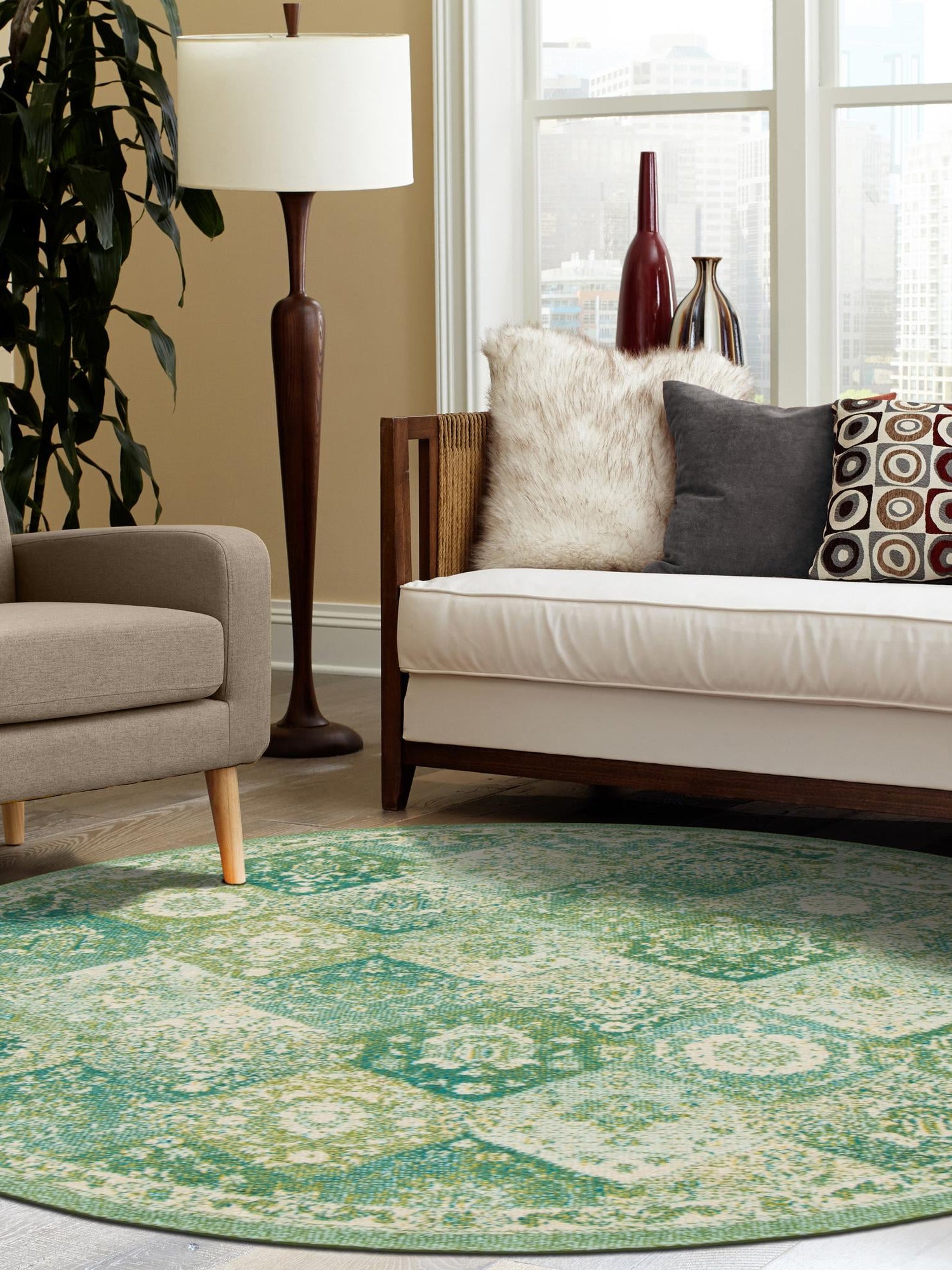 Green 12' x 12' Penrose Round Area Rug