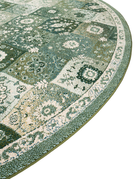 Green 7' 10 x 7' 10 Penrose Round Area Rug Classic Durable Stain Resistant Easy Clean Carpet for Traditional Indoor Home Decor for Sale at Rug Engine