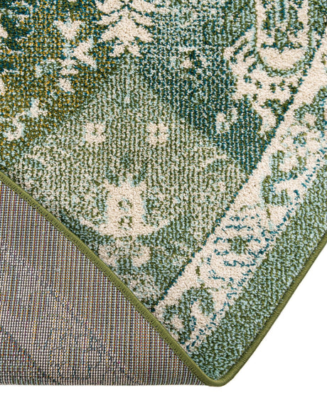 Green 7' 10 x 7' 10 Penrose Round Area Rug Classic Durable Stain Resistant Easy Clean Carpet for Traditional Indoor Home Decor for Sale at Rug Engine