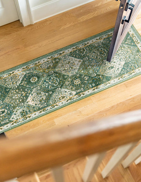 Green 2' 7 x 10' Penrose Runner Area Rug Classic Durable Stain Resistant Easy Clean Carpet for Traditional Indoor Home Decor for Sale at Rug Engine