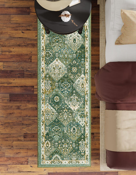 Green 2' x 6' 1 Penrose Runner Area Rug Classic Durable Stain Resistant Easy Clean Carpet for Traditional Indoor Home Decor for Sale at Rug Engine