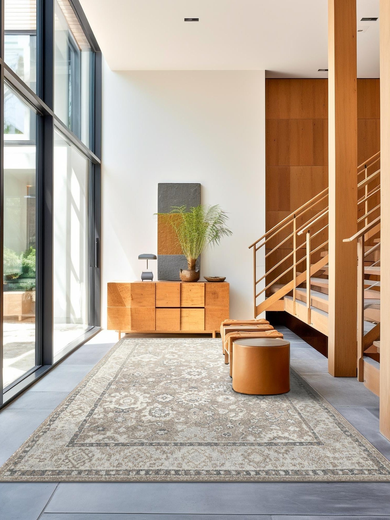 Beige Brown 5' 3 x 8' Penrose Rectangle Area Rug