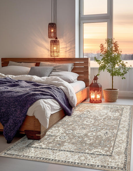 Beige Brown 2' x 3' 1 Penrose Rectangle Area Rug Classic Durable Stain Resistant Easy Clean Carpet for Traditional Indoor Home Decor for Sale at Rug Engine