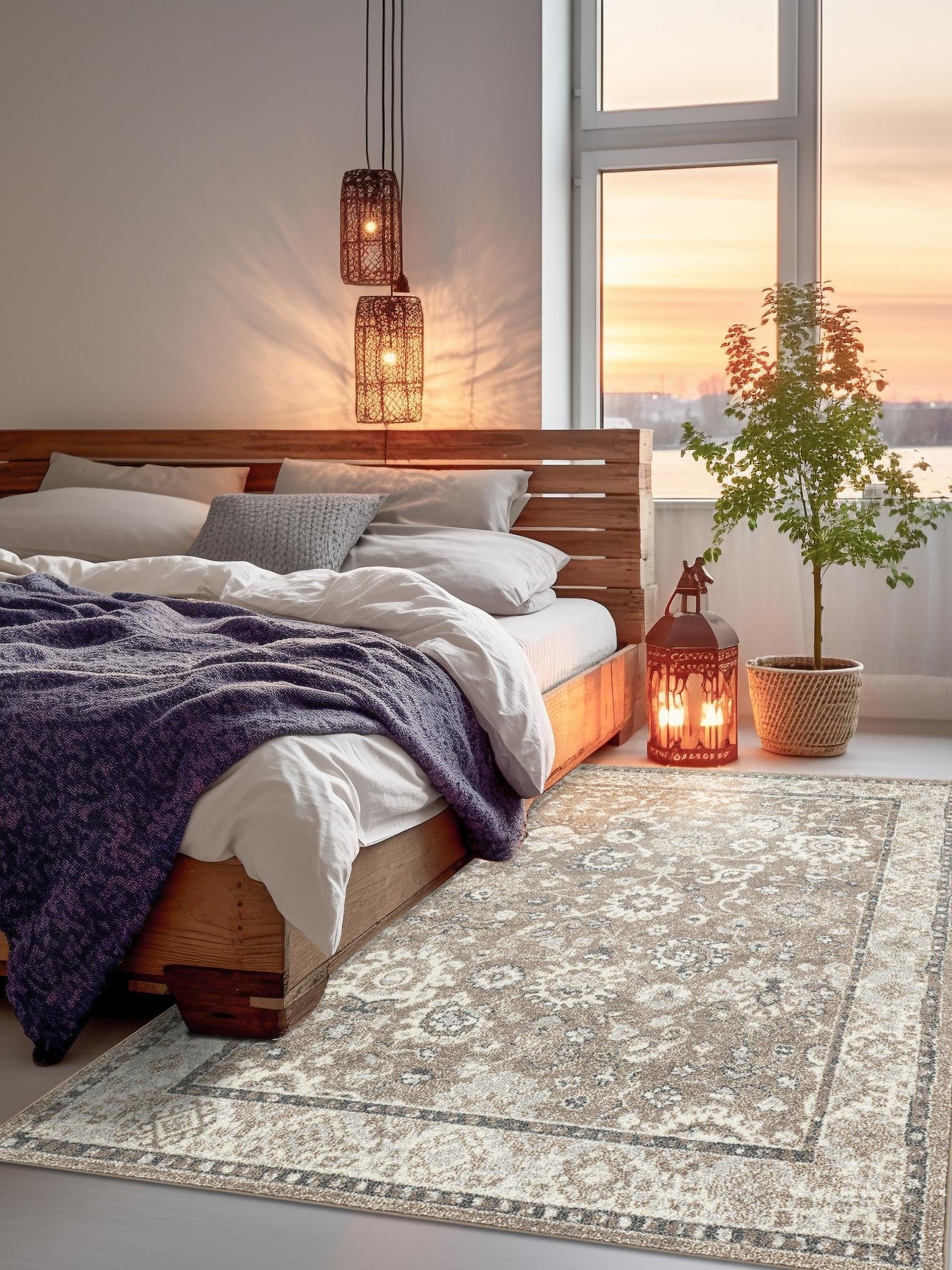 Beige Brown 7' 10 x 11' Penrose Rectangle Area Rug