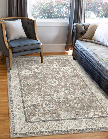 Beige Brown 10' x 13' 1 Penrose Rectangle Area Rug Classic Durable Stain Resistant Easy Clean Carpet for Traditional Indoor Home Decor for Sale at Rug Engine