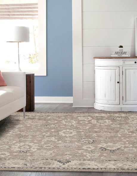 Beige Brown 7' 10 x 7' 10 Penrose Square Area Rug