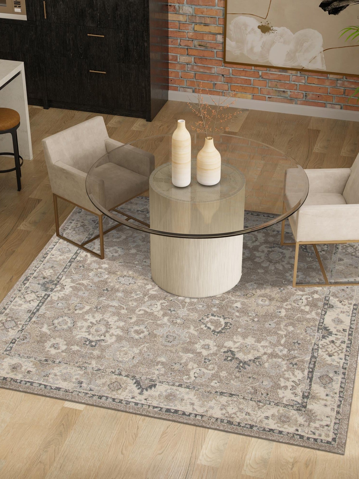 Beige Brown 10' x 10' Penrose Square Area Rug