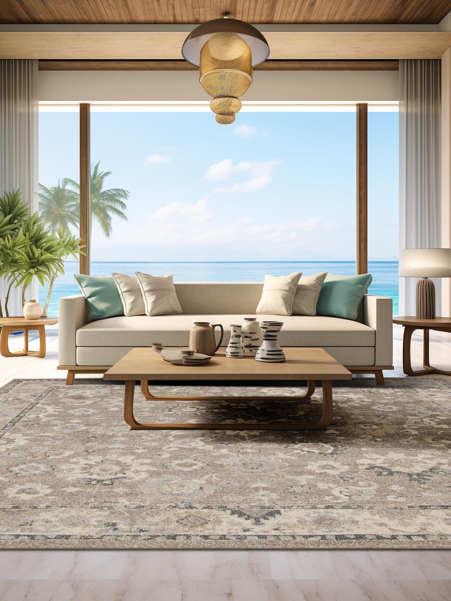 Beige Brown 10' x 10' Penrose Square Area Rug