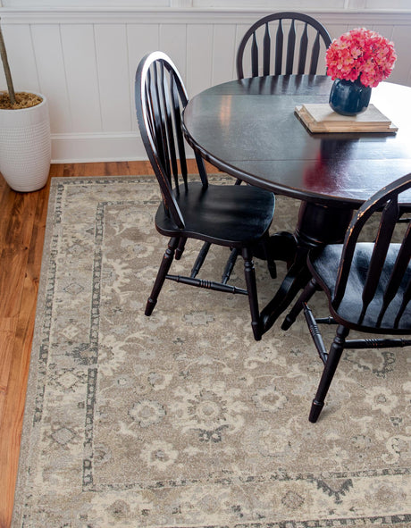 Beige Brown 7' 10 x 7' 10 Penrose Square Area Rug Classic Durable Stain Resistant Easy Clean Carpet for Traditional Indoor Home Decor for Sale at Rug Engine