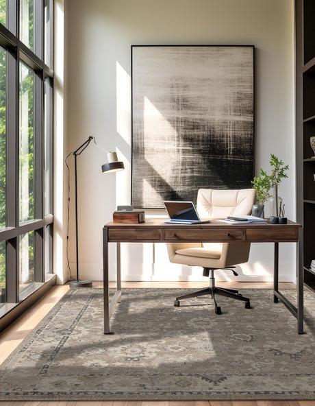 Beige Brown 7' 10 x 7' 10 Penrose Square Area Rug Classic Durable Stain Resistant Easy Clean Carpet for Traditional Indoor Home Decor for Sale at Rug Engine