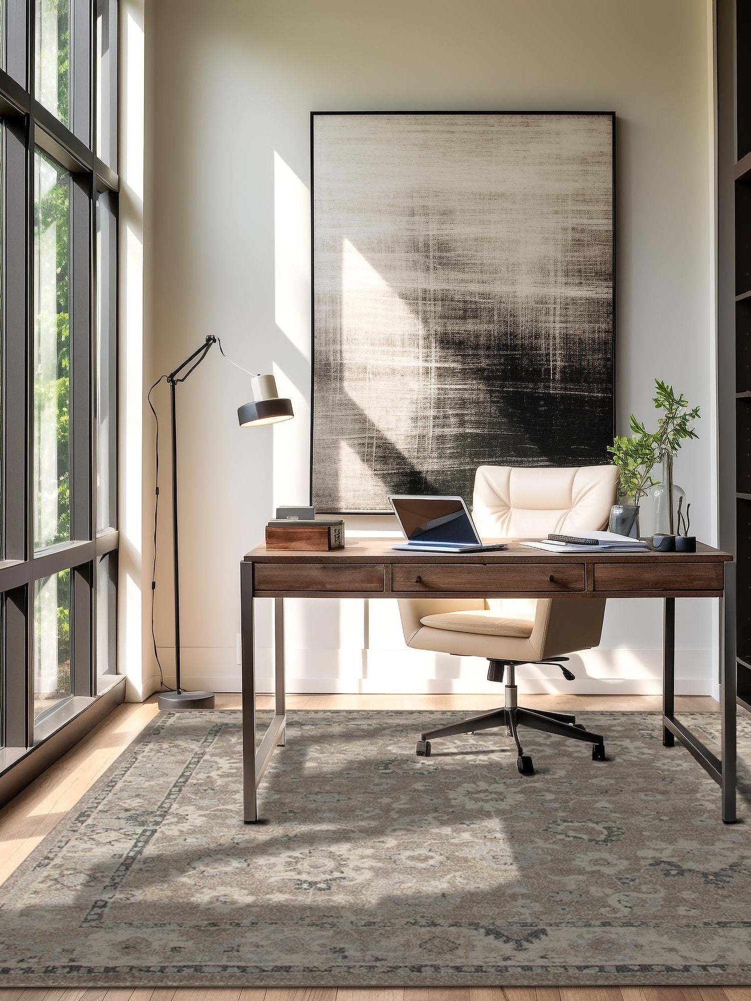 Beige Brown 10' x 10' Penrose Square Area Rug