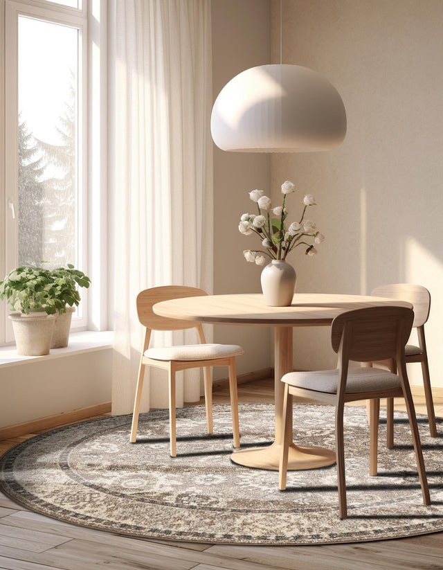 Beige Brown 10' x 10' Penrose Round Area Rug