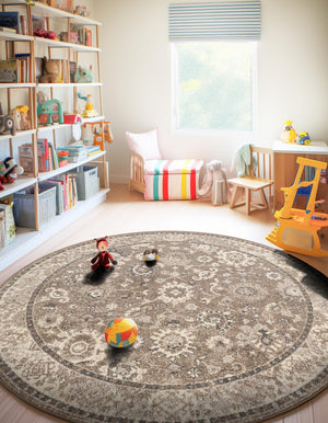 Beige Brown 7' 10 x 7' 10 Penrose Round Area Rug