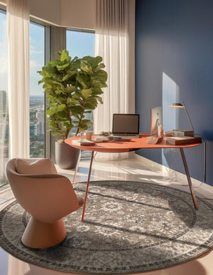 Beige Brown 3' 1 x 3' 1 Penrose Round Area Rug